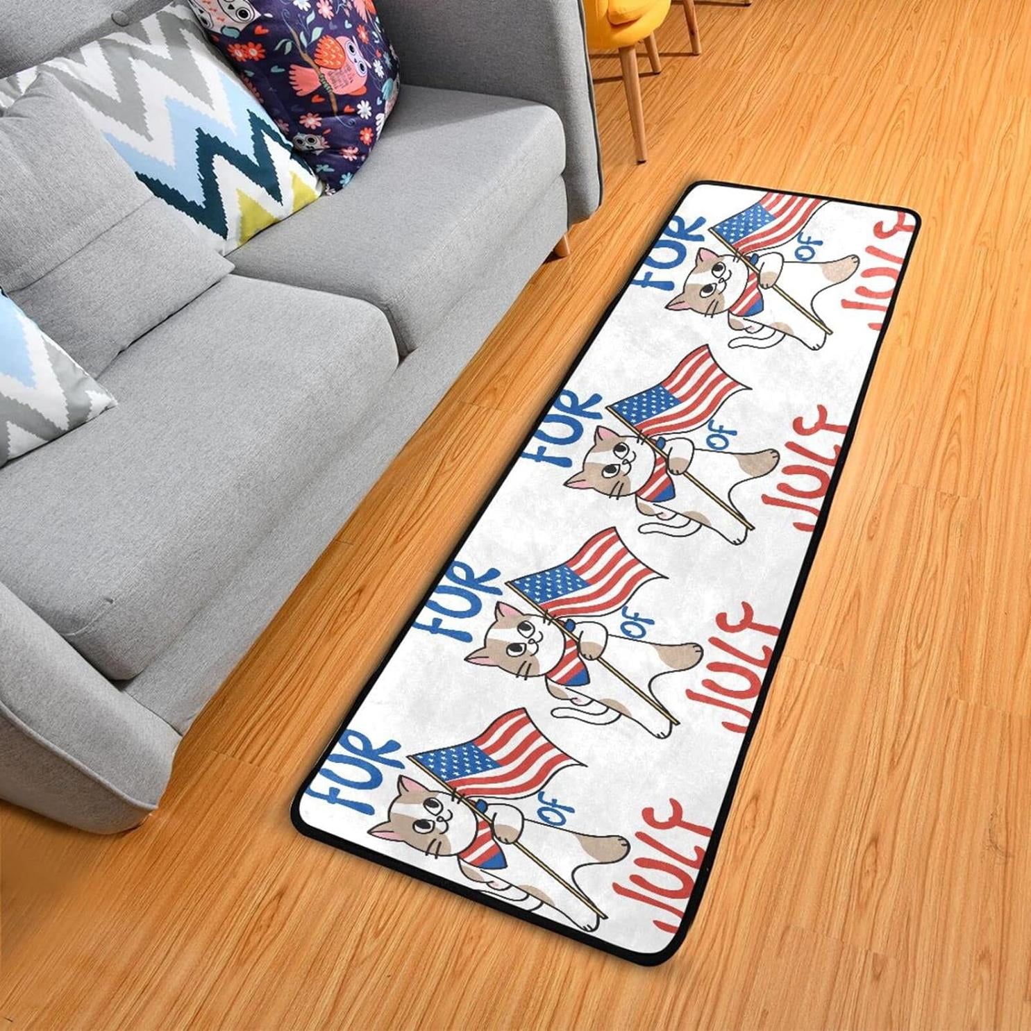 Bestwell Funny Patriotic Cats Runner Rug with Rubber Backing,2x6 feet ...