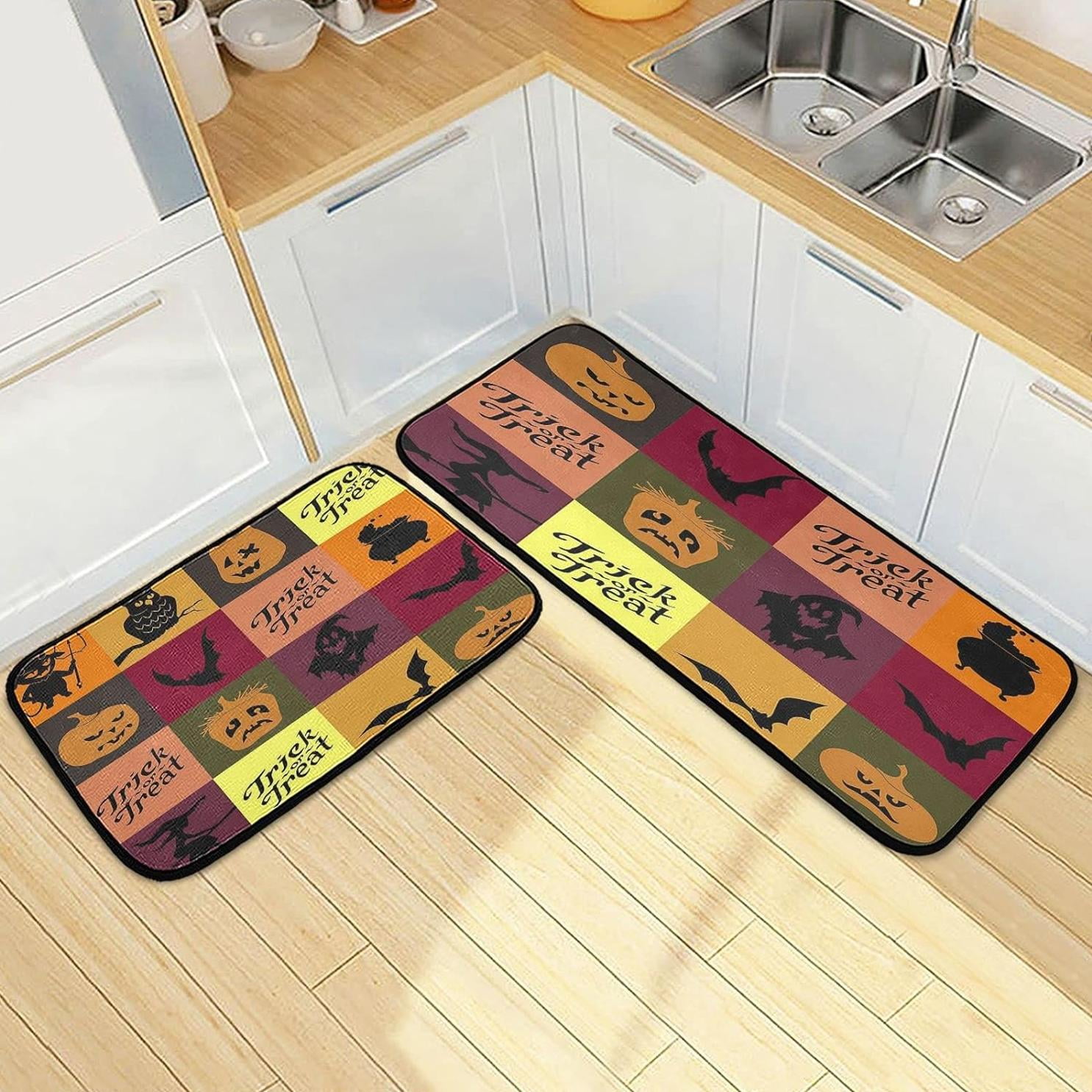 Bestwell Halloween Pattern Kitchen Rugs 2 Pieces, Pumpkin Evil Witch Floor Mat Room Area Rug ...