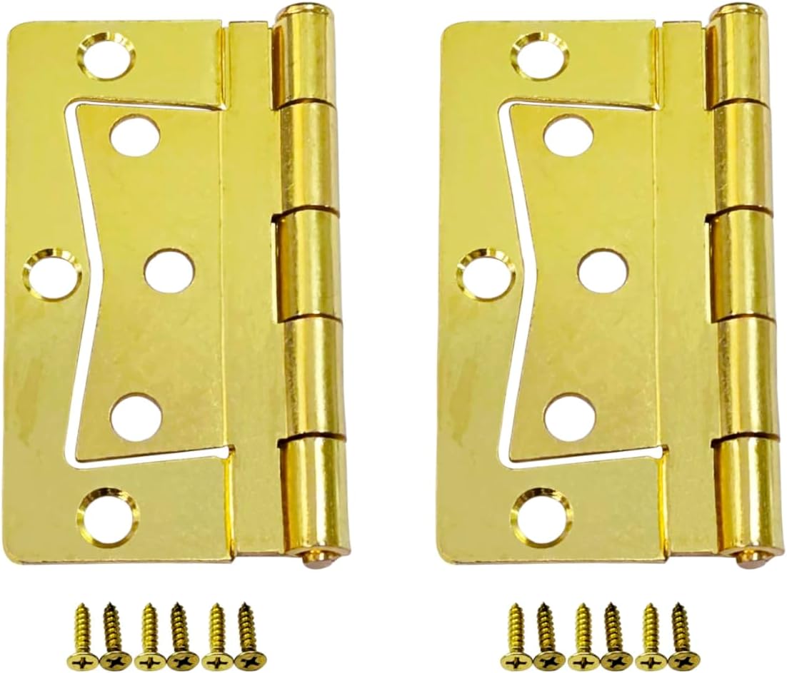 Heavy-Duty Non-Mortise Butterfly Hinge For Mobile Home/RV – 3.5”, Satin Nickel, Removable Pin, 2-Pack, Steel Construction