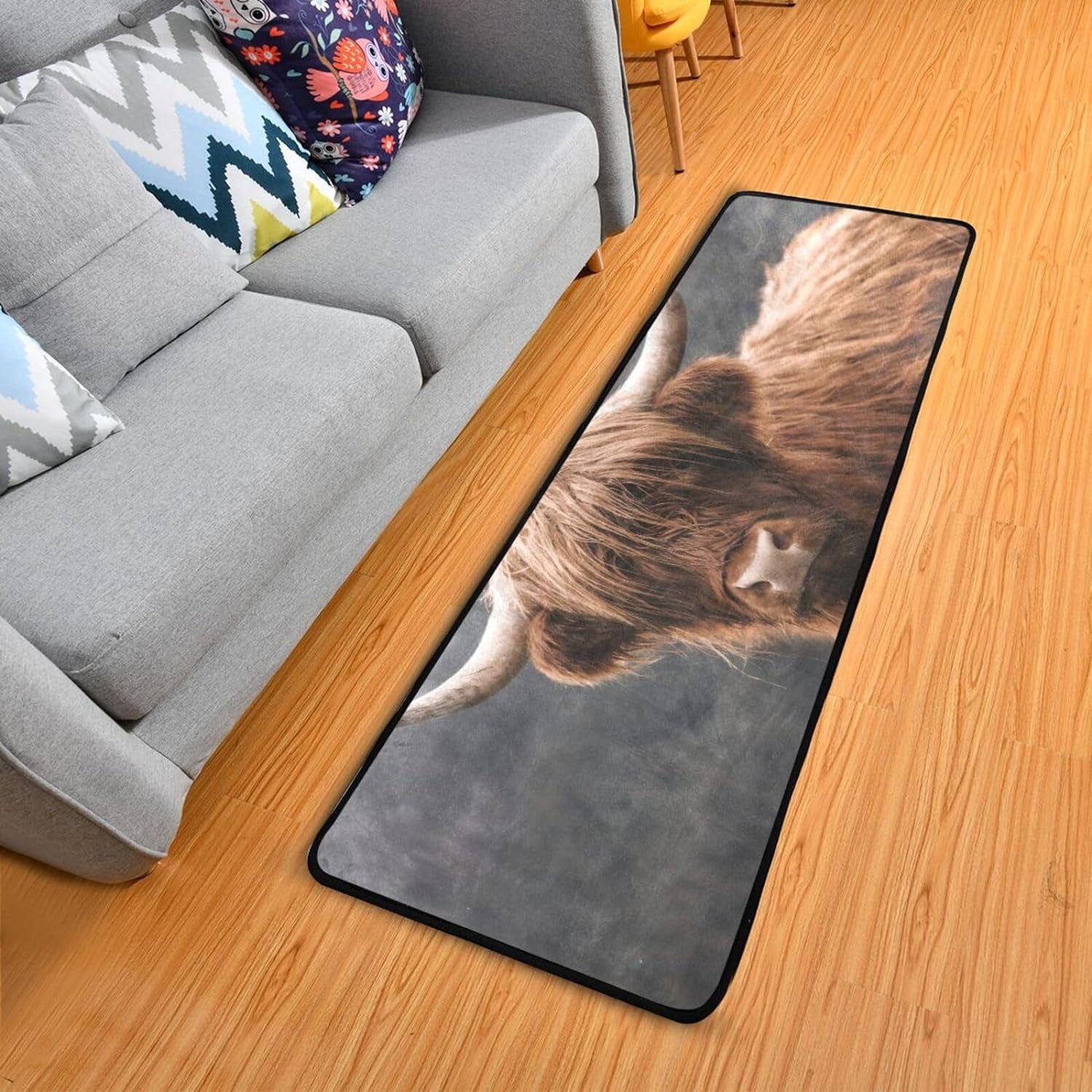 Bestwell Highland Cow Runner Rug 2' x 6' Non Slip with Rubber Backing ...