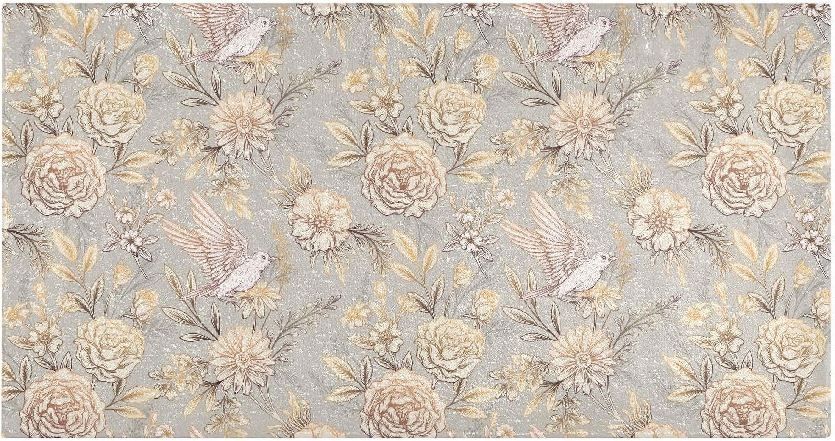 Bestwell Luxury Flowers Bird Bathroom Rugs Floor Mats Non-Slip Soft ...