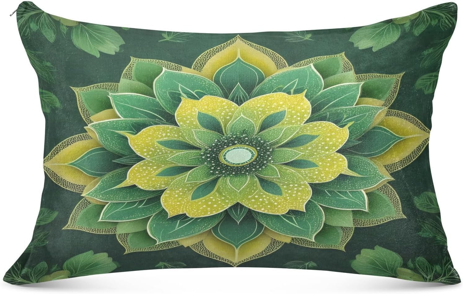 Bestwell Mandala Texture Green Plush Pillow Cases Super Soft and Cozy