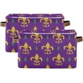 Bestwell Mardi Gras Purple (7) Foldable Storage Basket for Shelves