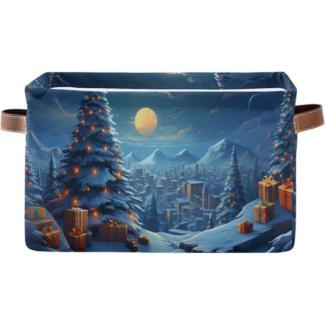 Bestwell Merry Christmas Tree Gift Cityscape Storage Bins Boxes with