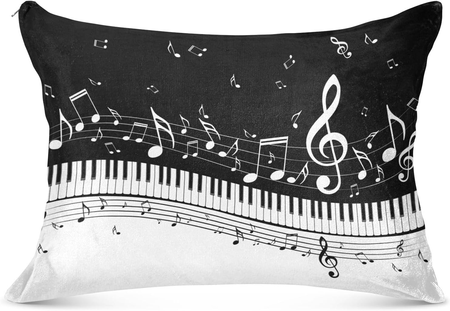 Bestwell Piano Keys Musical Notes Pillowcases, Soft and Cozy Decorative Pillow Cases with Hidden