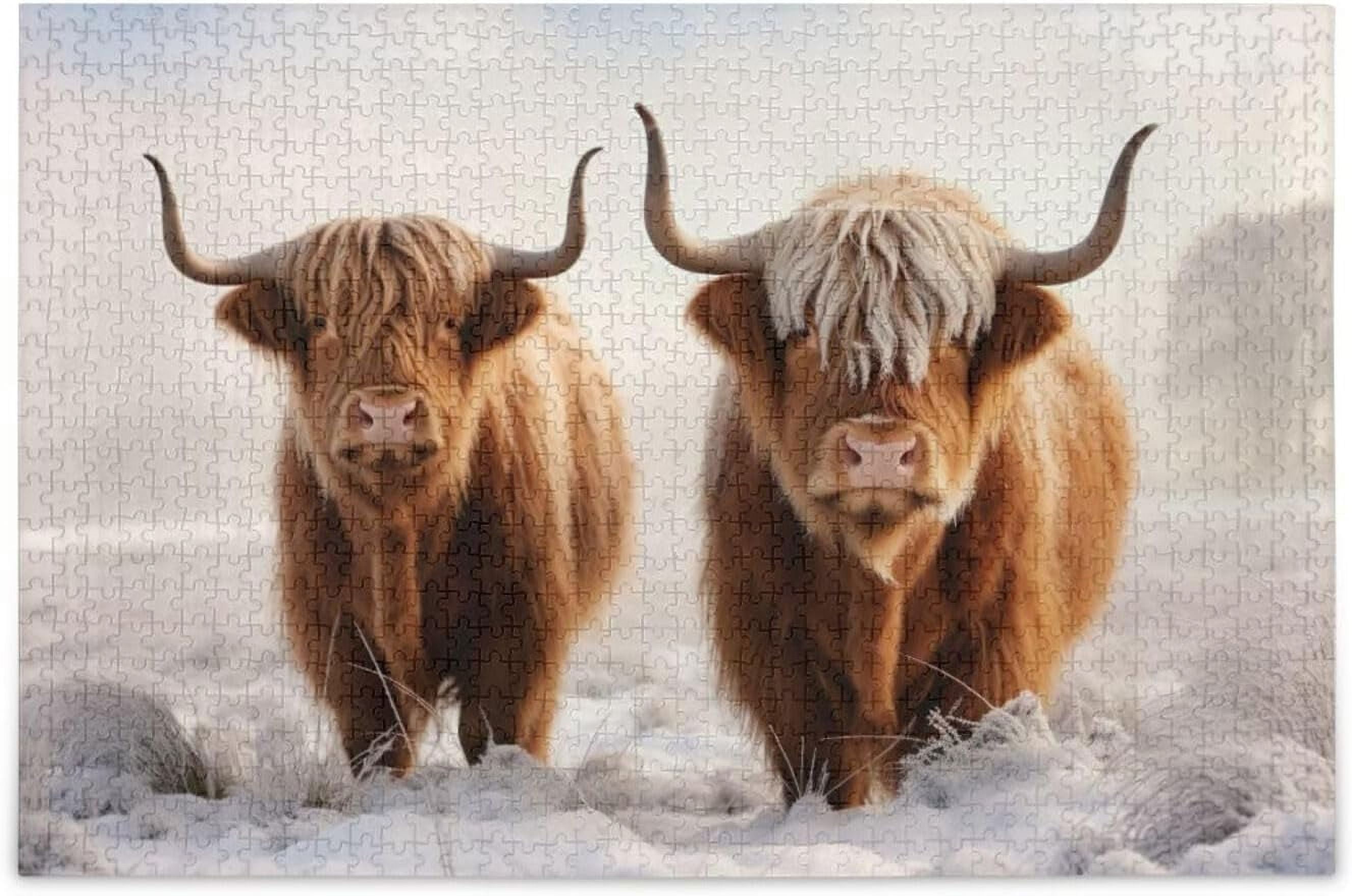 Bestwell Puzzle Cool Highland Cow Jigsaw Puzzles,1000 Piece Puzzles