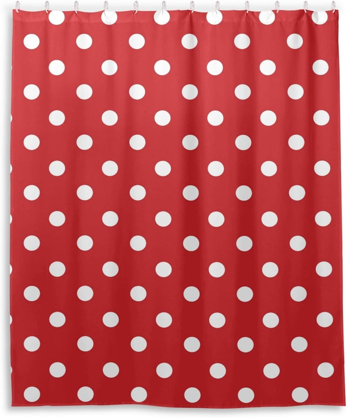 Red and White Polka Dot Waterproof Fabric Shower Curtain 60x72 Inch