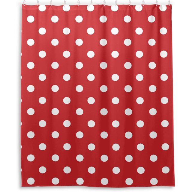 Bestwell Red and White Polka Dot Shower Curtain Bathroom Decor