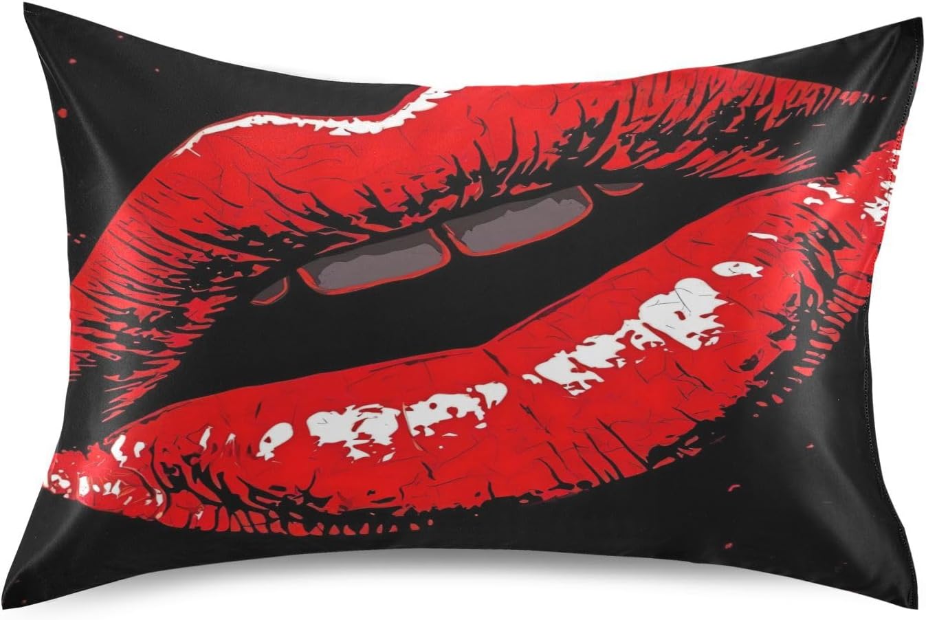 Bestwell Sexy Red Lips Pillowcase for Hair and Skin Silk Pillowcase King Size 20 ×40In,Soft and