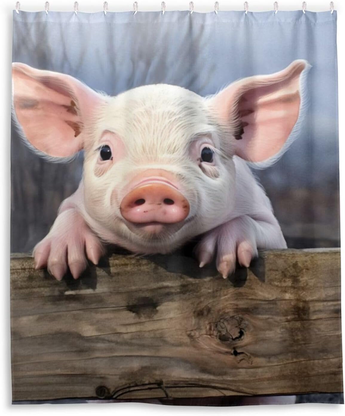 Bestwell Shower Curtains Cute Pink Pig Curtain，Waterproof Fabric Decor