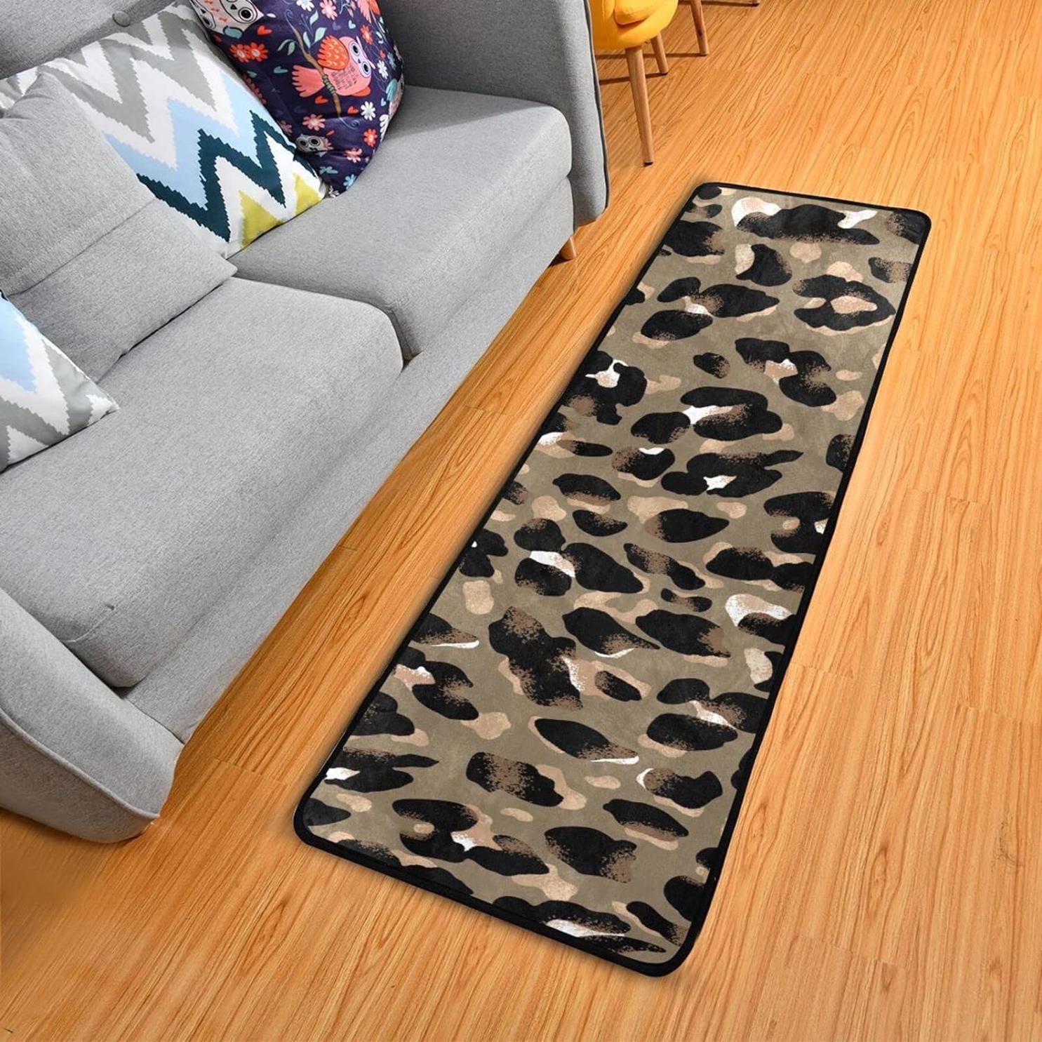 Bestwell Spotted Leopard Pattern Runner Rug with Rubber Backing,2x6