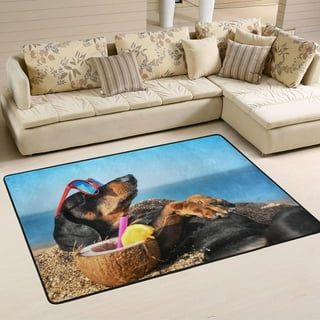 Jellybean 20 in. W x 30 in. L Multicolored Surfer Dude Dog Polyester Rug