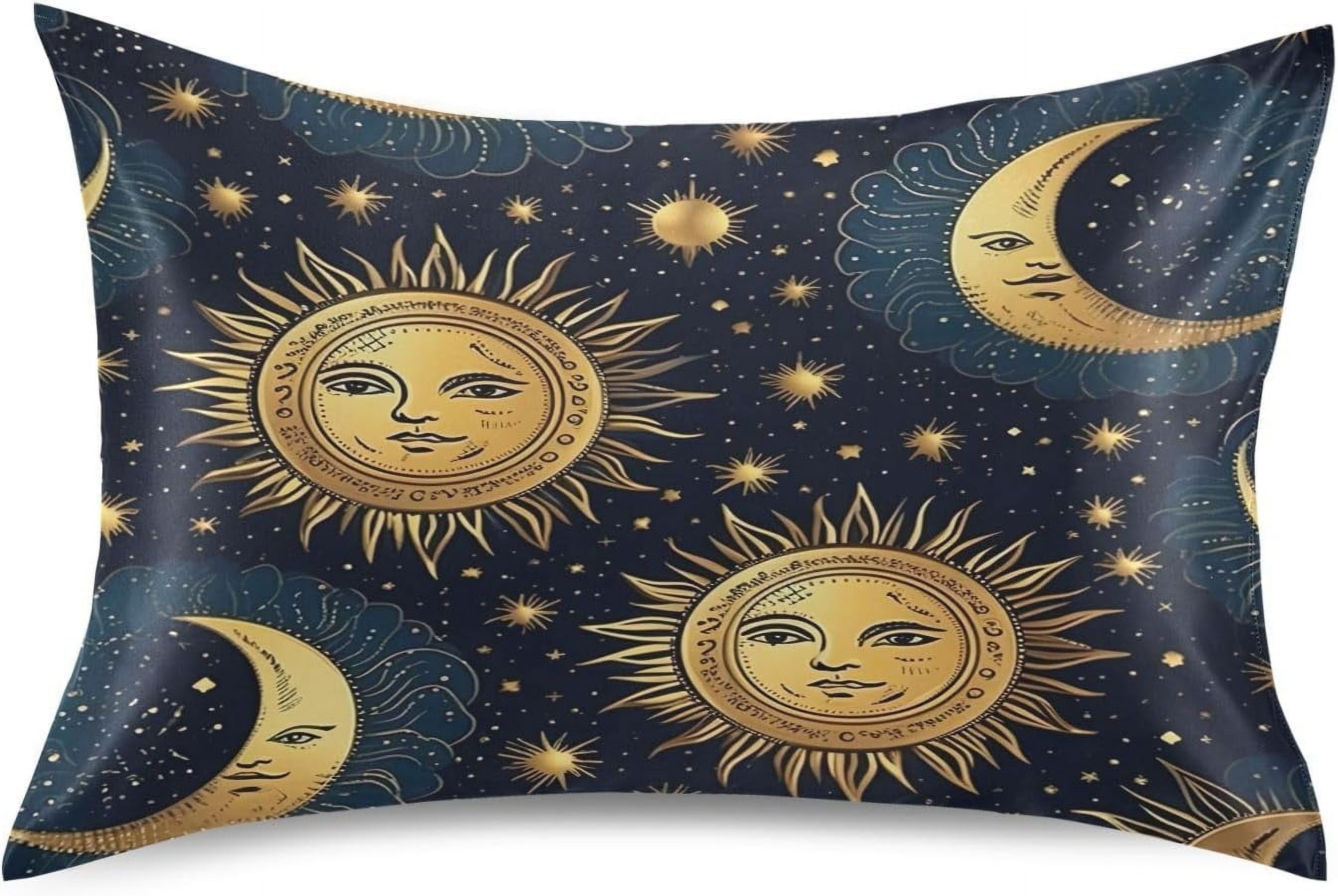 Bestwell Sun and Moon Pillowcase for Hair and Skin Silk Pillowcase King Size 20 ×40In,Soft and