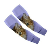 Bestwell Sun Protection Cooling Compression Arm Sleeves for Men Women, Cat's Face Peeks Out of A Hole Long Arm Cover for Indoor Outdoor Activities