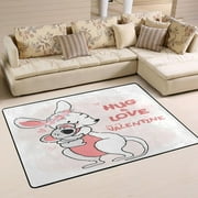 Bestwell Valentine Kangaroo Koala Non-Slip Area Rug Pink Hug Love Floor Carpet Comfort Floor Mats Decor for Indoor Front Porch,Living Room, Bedroom,Kitchen (36×24") Home Decor Gift