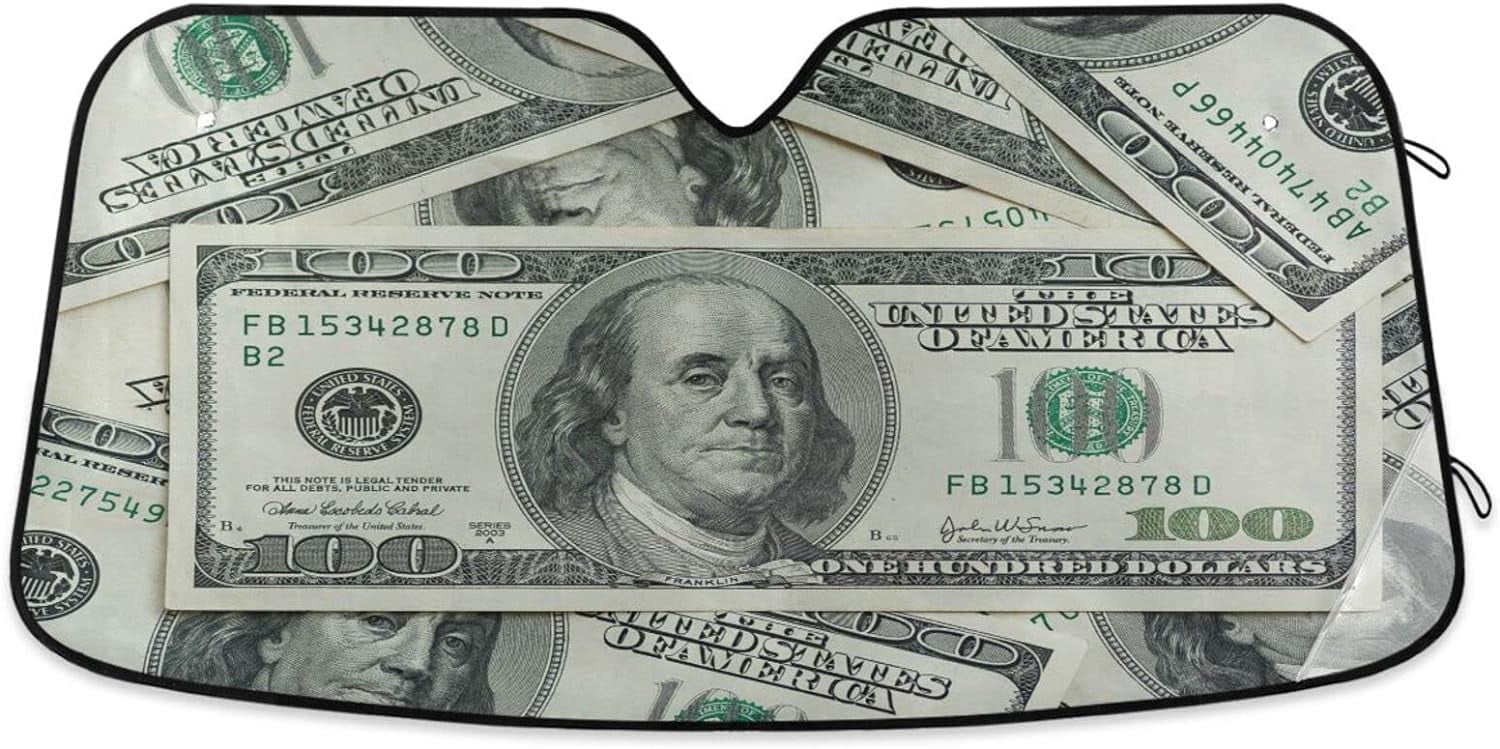 Bestwell Vintage Stylish Dollar Money Front Car Windshield Sun Shade