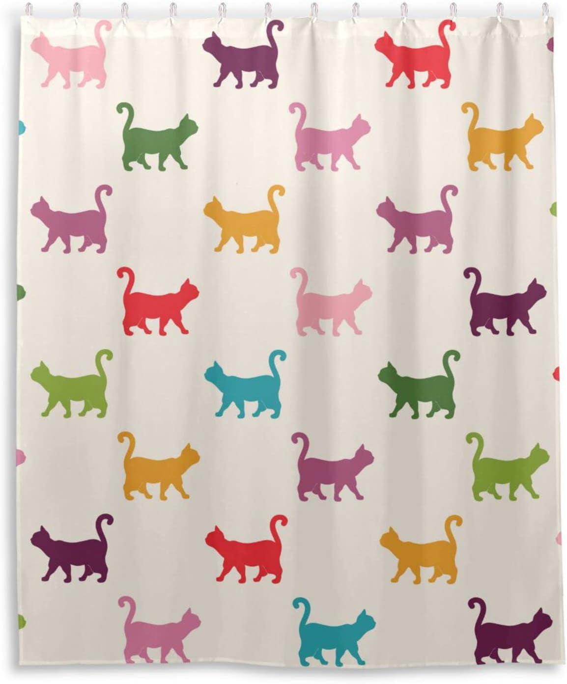 Bestwell Watercolor Cats Shower Curtain Bathroom Decor Waterproof