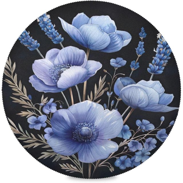 Bestwell Watercolor Flowers and Plants Pattern Round Placemats, Dinner