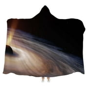 Bestwell Wearable Blanket Throw, A Deep Space Black Hole Galaxy Hooded Robe Cloak Quilt Poncho, Microfiber Plush Warm Cape Wrap, 50x60 Inch