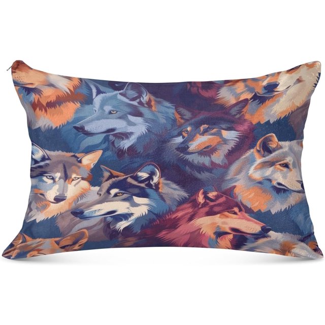 Bestwell Wolves Colorful Plush Pillow Cases Super Soft and Cozy