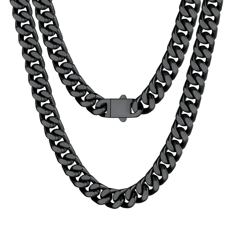 Findchic Men Curb Chain Necklace 18K Gold Plated/Stainless Steel/Black Chunky Double Tight Cuban Link Hip Hop Neck Chains for Men Boys 3.5MM/5MM/6MM