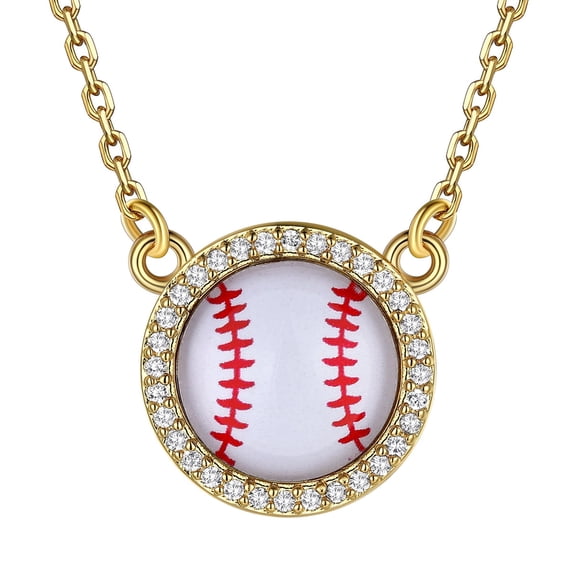Bestyle 14K Gold Plated Baseball Mom Necklace for Women, Dainty Pendant Necklaces Choker Charm Sport Game Day Gifts for Ball Fans Players