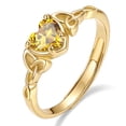 thumbnail image 1 of Bestyle 14K Gold Plated Birthstone Rings for Women Adjustable Heart Rings Citrine Promise Wedding Ring Christmas Birthday Gifts for Her, 1 of 8