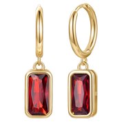 14K Gold Plated Dangle Eearrings for Women 10mm Small Huggie Hoop Earrings January Birthstone Jewelry Gifts for Anniversary Christmas