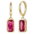 thumbnail image 1 of Bestyle 14K Gold Plated Dangle Eearrings for Women 10mm Small Huggie Hoop Earrings July Birthstone Jewelry Gifts for Anniversary Christmas, 1 of 5