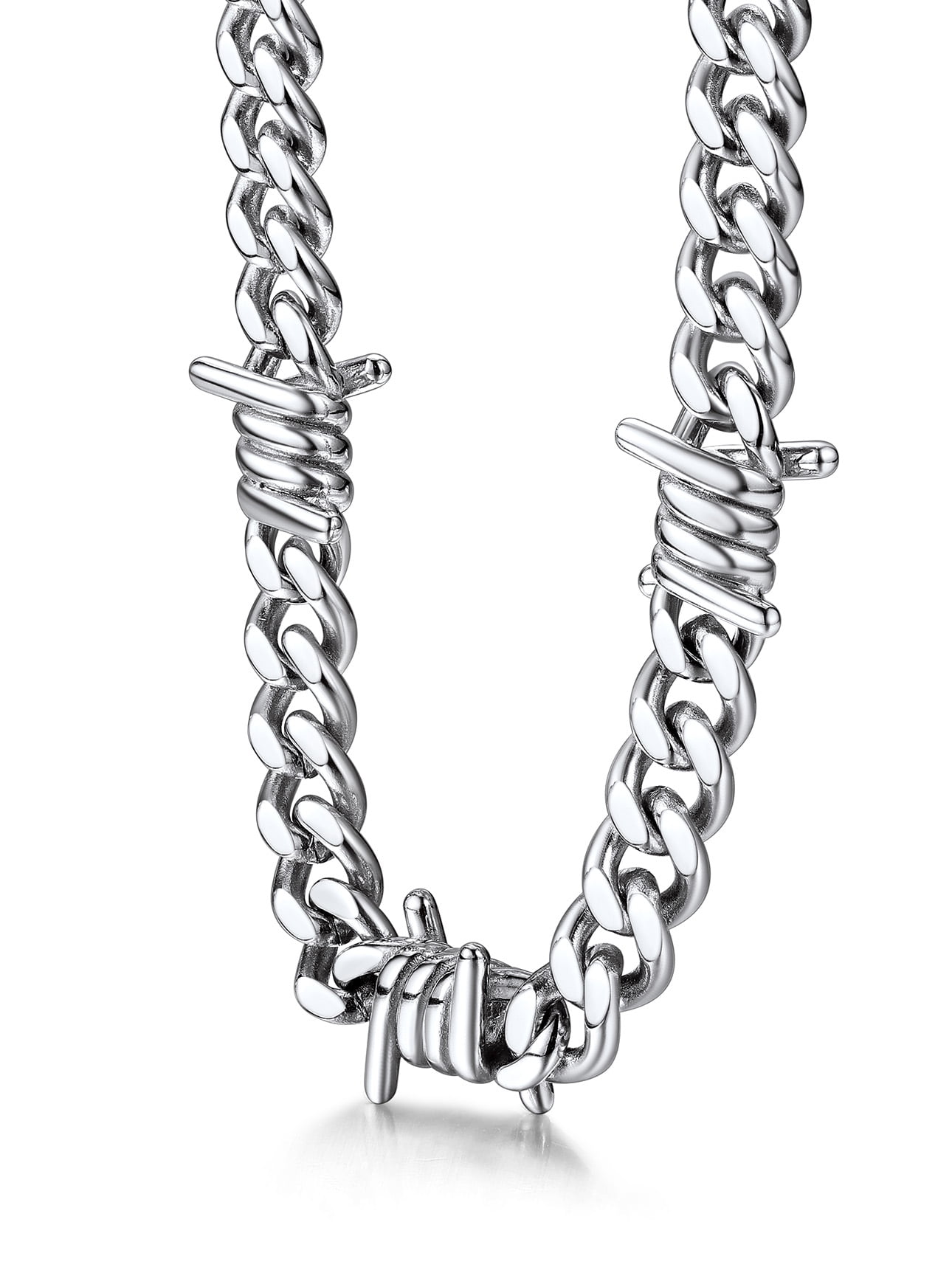 Bestyle 16 inch Stainless Steel Thorns Necklace, Punk Hip-hop