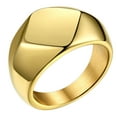thumbnail image 1 of Bestyle 18K Gold Plated Band Ring Stainless Steel Rings for Men Chunky Rhombus Signet Stackable Hip Hop Statement Ring Jewelry Gift, Size 7, 1 of 9