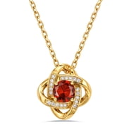 18K Gold Plated Love Knot Pendant Necklace with 0.75 Carat Created Ruby Celtic Knot Jewelry Gifts for Daughter Mom Wife Girlfriend