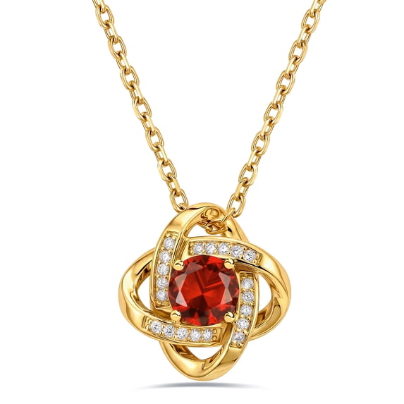 Bestyle 18K Gold Plated Love Knot Pendant Necklace with 0.75 Carat Created Ruby Celtic Knot Jewelry Gifts for Daughter Mom Wife Girlfriend