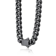 Bestyle 22" Women Cuban Necklace 5MM Width Black Stainless Steel Chain Necklace Curb Chain Hip Hop Neck Chains for Men