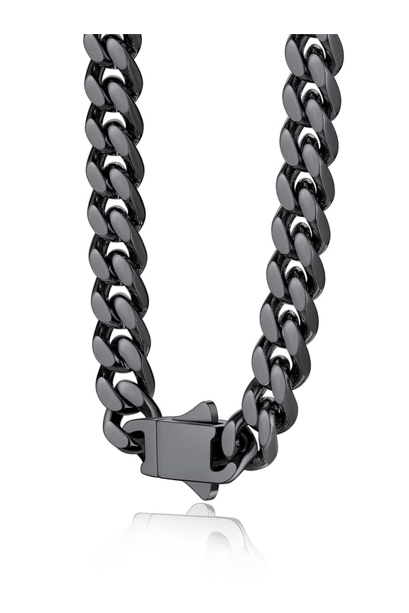 22" Women Cuban Necklace 5MM Width Black Stainless Steel Chain Necklace Curb Chain Hip Hop Neck Chains for Men