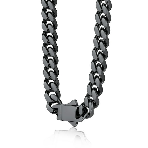 Bestyle 22" Women Cuban Necklace 5MM Width Black Stainless Steel Chain Necklace Curb Chain Hip Hop Neck Chains for Men