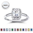 thumbnail image 1 of Bestyle 2ct Square-Cut Synthetic Created Diamond Rings Pure S925 Sterling Silver Open Band Rings April Birthstone Birthday Gift for Mom Wife Girlfriend Daughter, 1 of 9