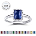 thumbnail image 1 of Bestyle 2ct Square-Cut Synthetic Sapphire Rings Pure S925 Sterling Silver Open Band Rings September Birthstone Birthday Gift for Mom Wife Girlfriend Daughter, 1 of 9