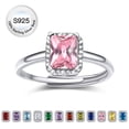thumbnail image 1 of Bestyle 2ct Square-Cut Synthetic Tourmaline Rings Pure S925 Sterling Silver Open Band Rings October Birthstone Birthday Gift for Mom Wife Girlfriend Daughter, 1 of 9