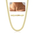 thumbnail image 1 of Bestyle 3mm Women Gold Plated Necklace Chain Flat Snake Herringbone Choker Birthday Christmas Graduation Gifts Gifts for Girlfriend Daughter Mom, 15", 1 of 7