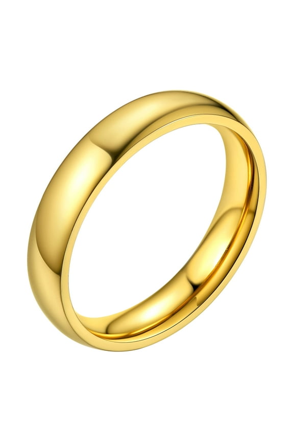 4mm Stainless Steel Band Rings for Men Women, 18K Gold Plated Stackable Finger Ring Wedding Engagement Rings Size 12