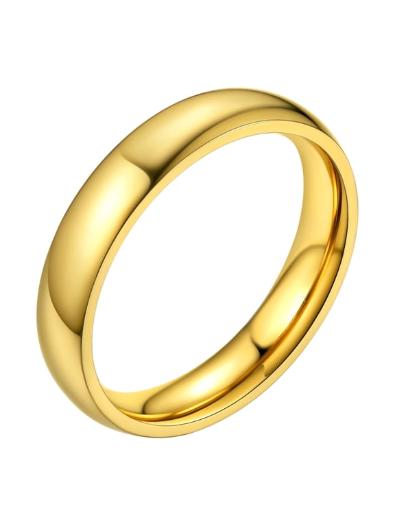 4mm Stainless Steel Band Rings for Men Women, 18K Gold Plated Stackable Finger Ring Wedding Engagement Rings Size 12