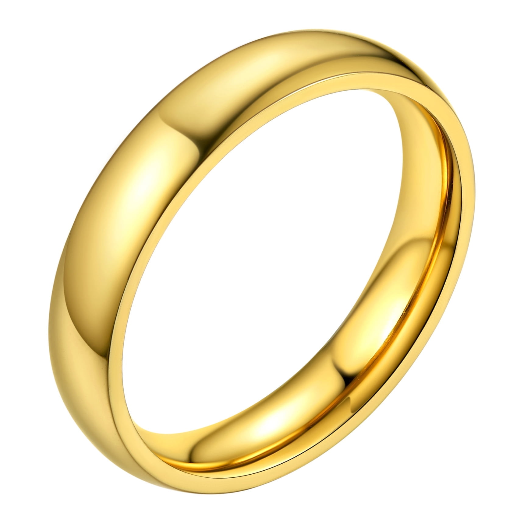 Bestyle 4mm Stainless Steel Band Rings for Men Women 18K Gold Plated Stacking Finger Ring Wedding Engagement Rings Size 8