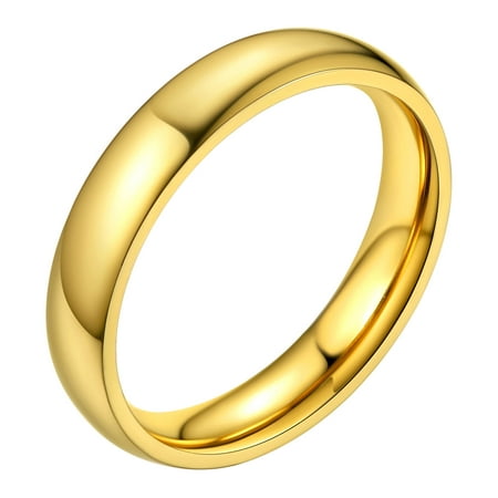 Bestyle 4mm Stainless Steel Band Rings for Men Women, 18K Gold Plated Stackable Finger Ring Wedding Engagement Rings Size 8