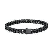 Bestyle 5mm Cuban Link Bracelets for Men Women, Black Metal Plated Stainless Steel Chain Bracelet Punk Cool Hip Hop Jewelry Gift, 19cm/7.5in