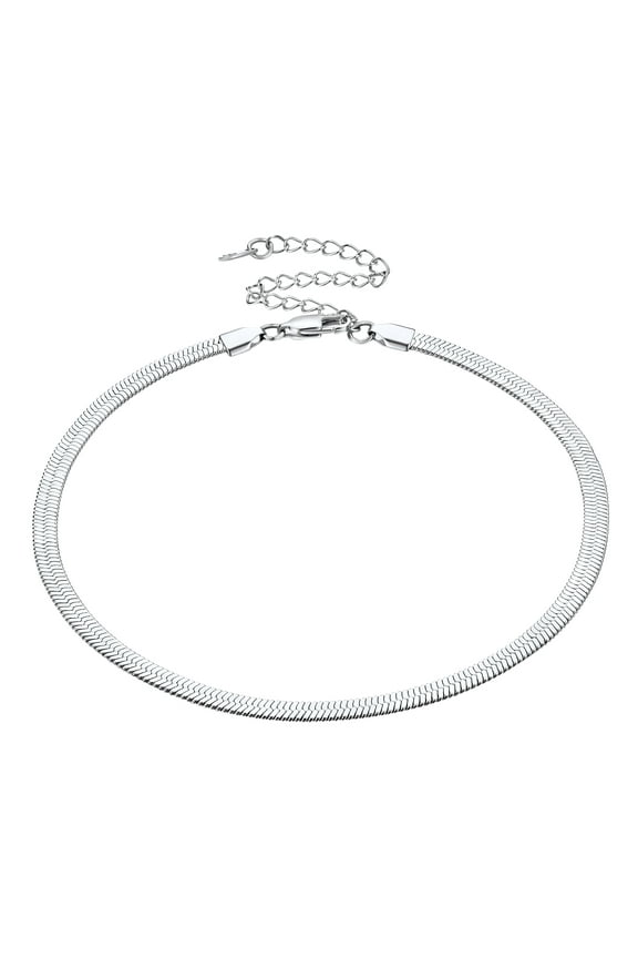 5mm Snake Choker Necklace for Women Stainless Steel Herringbone Necklaces Layered Chain Jewelry Gifts for Birthday Christmas, 15"