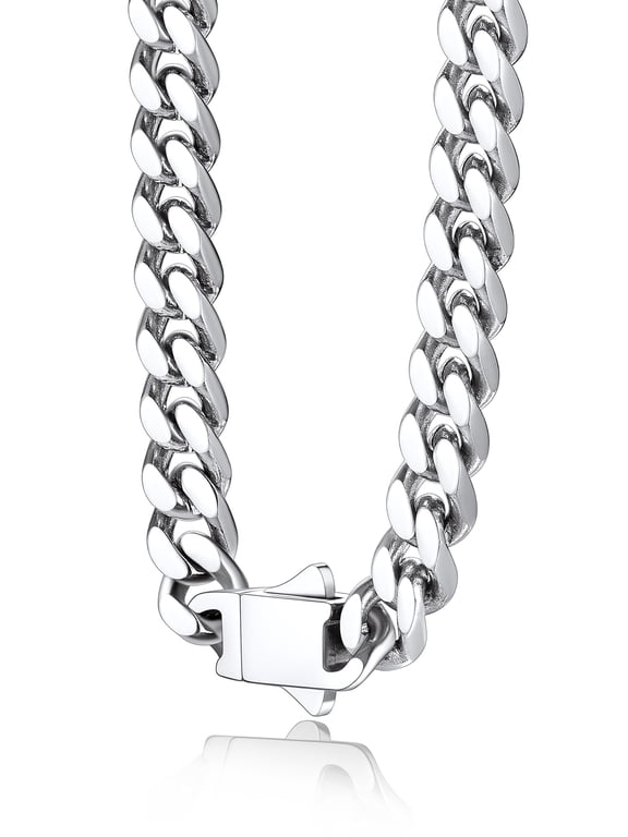 5mm Stainless Steel Miami Cuban Link Chain for Women, 18 Inch Curb Chain Short Choker Necklace Jewelry Gift