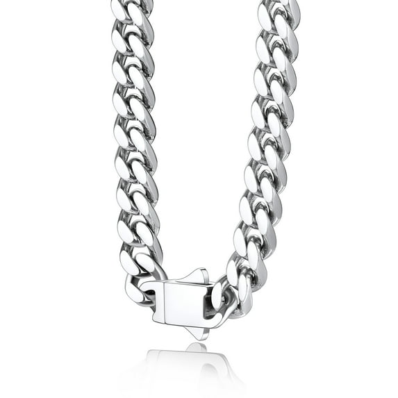 Bestyle 5mm Stainless Steel Miami Cuban Link Chain for Women, 24 Inch Curb Chain Chunky Long Necklace Jewelry Gift