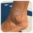 thumbnail image 1 of Bestyle Sterling Silver Ankle Bracelet Women Butterfly Birthstone Double Layered Anklets Jewelry Gifts for Birthday Christmas, June, 1 of 9