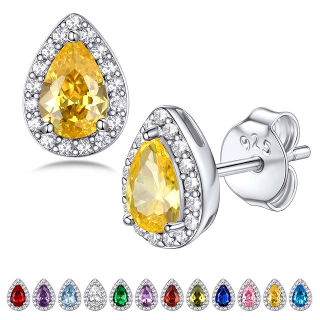 Bestyle 925 Sterling Silver Birthstone Stud Earrings for Women Girls
